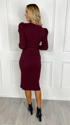 IL Hannah Burgundy Belted Knit Dress