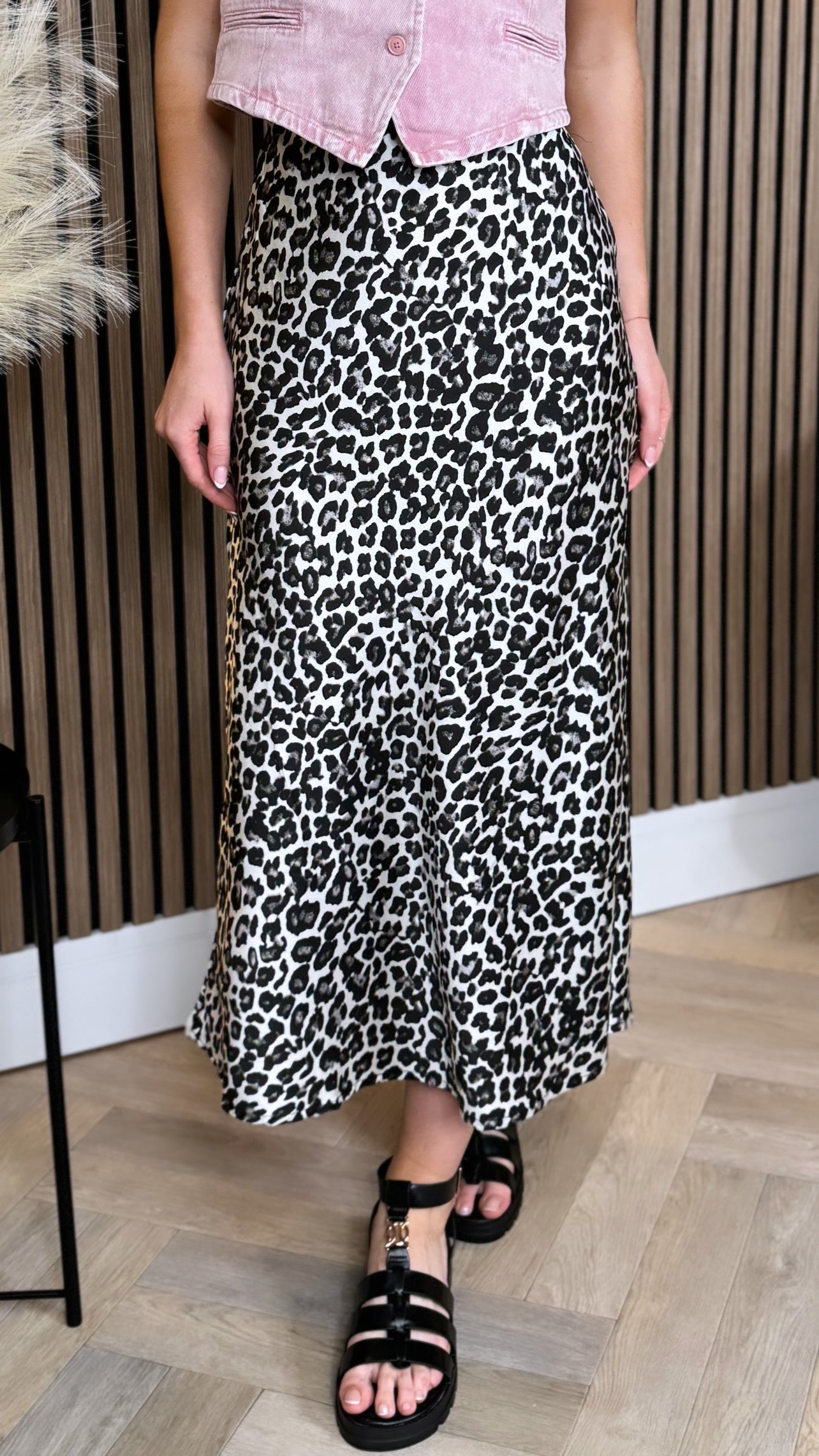 Jackie Grey Leopard Printed Midi Skirt Get That Trend UK