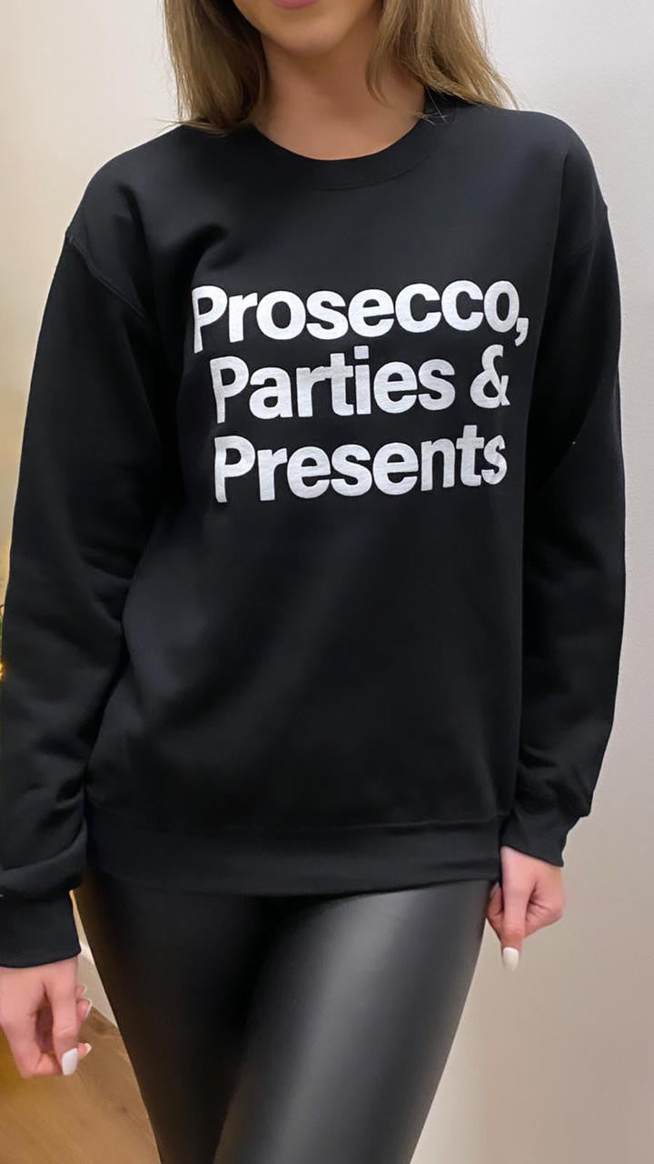 CC Jodie Prosecco, Parties & Presents Sweatshirt in Black 