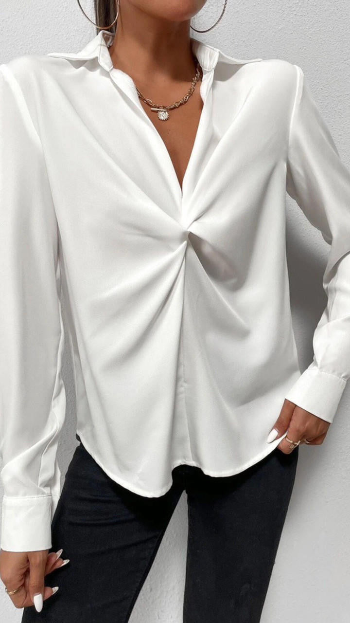 CC Avril White Twist Front Blouse 